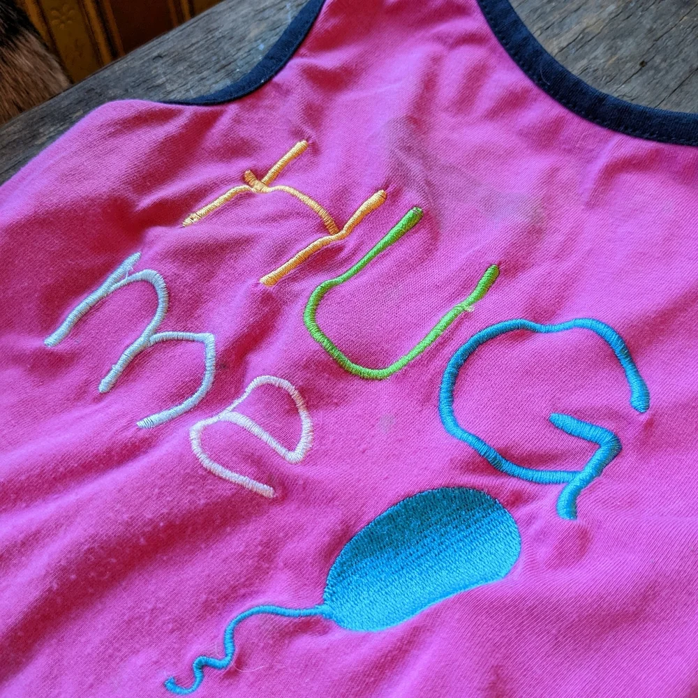 🐶 Colorful Embroidered Hug Me Tiny Dog Shirt Pink Hug Me Small M
